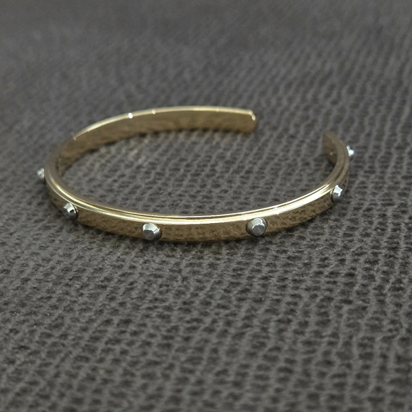 Michael Kors "Heritage Astor" Thin Gold💛 Cuff With Silver🤍 Studs NWOT - Picture 7 of 16